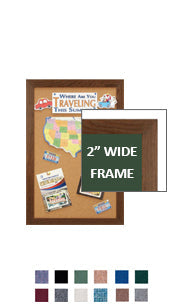 WIDE WOOD 36x36 Framed Cork Bulletin Board (Open Face with 2" Wide Wood Frame)