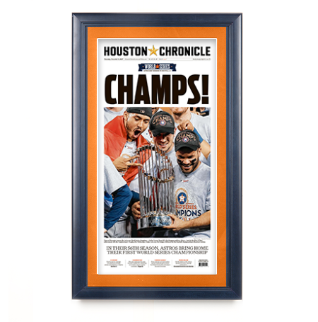 Houston Astros 2017 World Series Champions Newspaper Frame | Classic Wood Picture Frame with Beveled Matboard