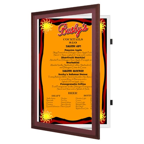 SwingFrame Patented, Swing Open Restaurant Menu Frame | Quick Changing Menu Picture Frame Style