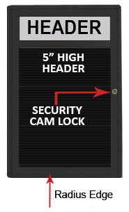 XL Indoor Enclosed Letter Boards with Message Header | Radius Edge Letter Board Cabinet