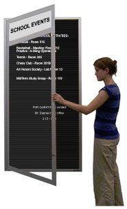 XL Indoor Enclosed Letter Boards with Message Header | Single Door in 10 Sizes + Custom