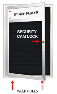 XL Outdoor Enclosed Letter Boards with Message Header | Single Door Metal Display Case 15+ Sizes