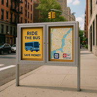 Freestanding 2 Door Enclosed Outdoor Bulletin Boards 60" x 60" with Lights + Posts