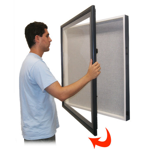36x36 SwingFrame Designer Wood Framed Large Cork Board Display Case 8 Inch Deep