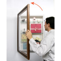 SwingFrame Designer Wood Wall Mounted Display Case with Shelves 6” Deep