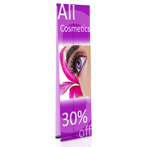 Two-Sided Euro-Style Banner Stands 24" Wide Telescopes 42" to 96" High