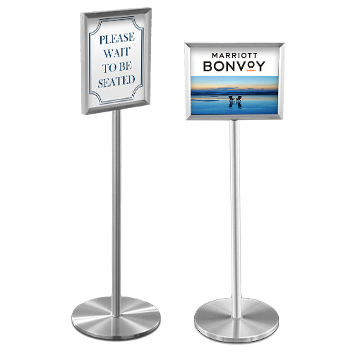8.5x11 Deluxe Hospitality Sign Holder Floorstand Displays + Brass Finishes + 4 Finishes