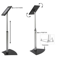 Adjustable iPAD Floor Stand Kiosk with Lockable Rotating & Tilting Sign Frame