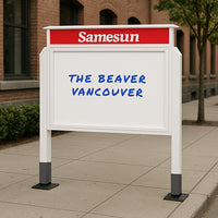 36 x 48 Viewable Area Magnetic White Dry Erase Board Outdoor Message Center with Posts + Personalized Header