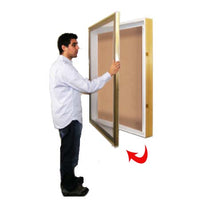 SwingFrame Designer Wall Mounted Metal Framed 45x57 Large Cork Board Display Case 2 Inch Deep