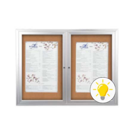 48 x 48 INDOOR Enclosed Bulletin Boards with Lights (2 DOORS)