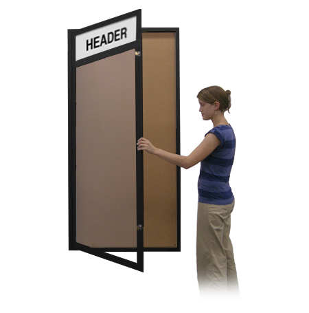 24 x 48  Extra Large Indoor Enclosed Bulletin Board with Your Personalized Message Header | Metal Display Case