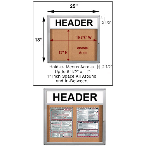 Indoor Menu Cases with Header (8.5 x 11 Portrait Menus) (Rounded Corners)