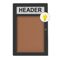 Extra Large Indoor Enclosed Bulletin Board Swing Cases 48 x 96 with Header and Lights (Radius Edge)