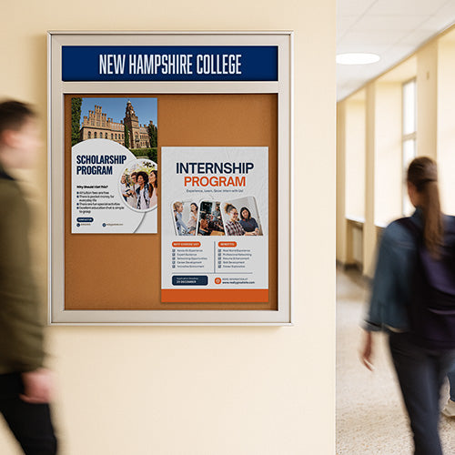 36 x 48 SwingFrame Metal Framed Designer Bulletin Boards with Your Personalized Message Header