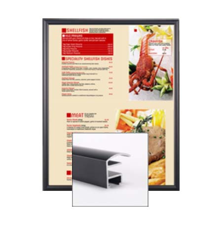 SwingFrame Wide-Face Restaurant Menu Display Frames + Metal Picture Frame Profile in 35+ Sizes + Custom