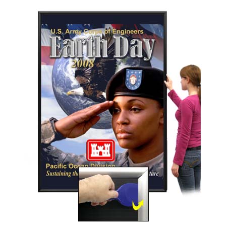 Extra-Large Security-Style Poster Snap Frames for 48 x 72 Mounted Graphics on 1/8", 3/16" 1/4" Thick Boards - 1 3/4" Wide Metal Profile