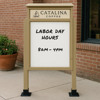 24" x 48" Standing Outdoor Message Center Magnetic White Dry Erase Board with Header (Single Door)