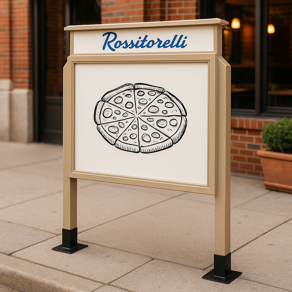 42" x 42" Viewable Area Magnetic White Dry Erase Board Outdoor Message Center with Header and Posts (Single Door)