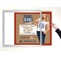 SIDE LOADER SIGN FRAME 22" x 28" WITH 1" WIDE MAT BOARD (SHOWN IN SILVER WITH CHAPS MATBOARD)