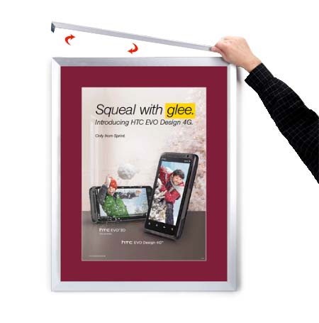Designer Euro Style Slide In Picture Frame for Posters 8.5x11 + 3" Wide Matboard